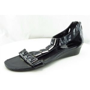 Enzo Angiolini Sz 6 M Black Gladiator Patent Leather Women Sandals Eanusa‎